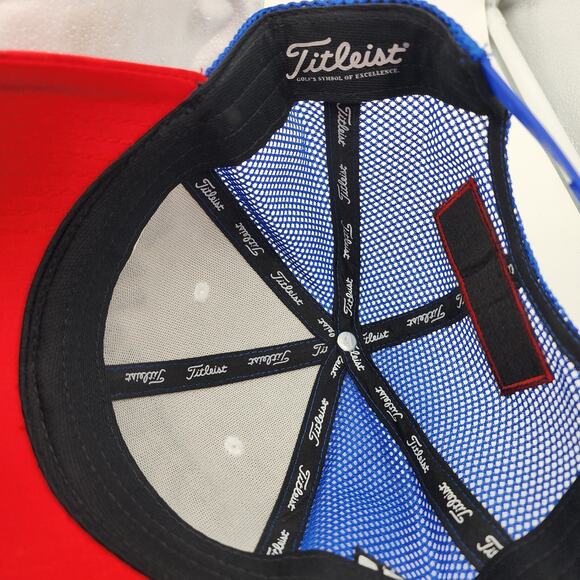 Titleist Pro V1 Snapback Trucker Hat Red White Blue Mesh Adjustable Golf Cap FJ - Picture 5 of 5
